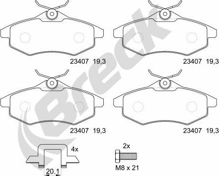 Breck 23407 00 702 00 - Тормозные колодки, дисковые, комплект avtokuzovplus.com.ua