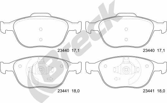 Breck 23440 00 701 00 - Тормозные колодки, дисковые, комплект avtokuzovplus.com.ua