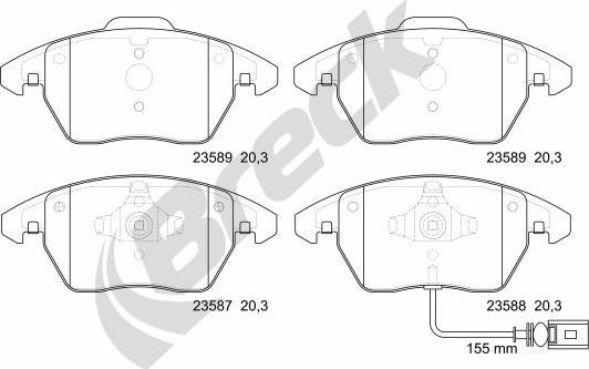 Breck 23587 00 701 10 - Гальмівні колодки, дискові гальма autocars.com.ua