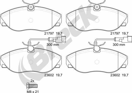 Breck 23602 00 703 10 - Гальмівні колодки, дискові гальма autocars.com.ua