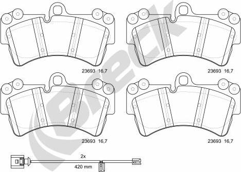 Breck 23693 00 553 00 - Гальмівні колодки, дискові гальма autocars.com.ua