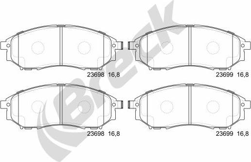 Breck 23698 00 701 00 - Тормозные колодки, дисковые, комплект avtokuzovplus.com.ua