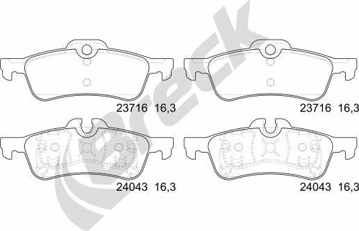 Breck 23716 00 704 00 - Гальмівні колодки, дискові гальма autocars.com.ua