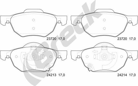 Breck 23720 00 701 10 - Тормозные колодки, дисковые, комплект avtokuzovplus.com.ua