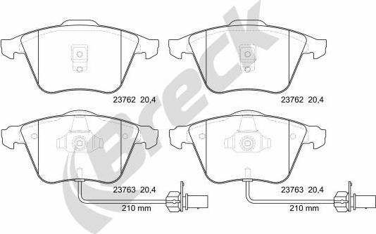 Breck 23762 00 701 10 - Гальмівні колодки, дискові гальма autocars.com.ua