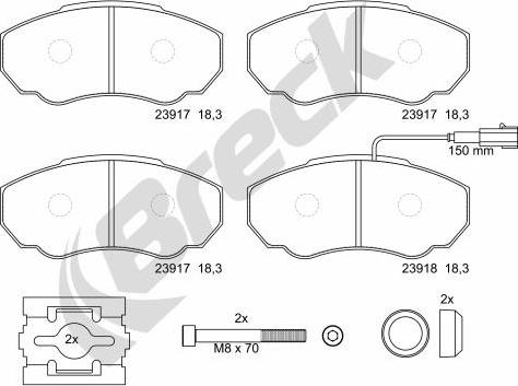 Breck 23917 00 703 10 - Гальмівні колодки, дискові гальма autocars.com.ua