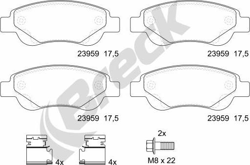 Breck 23959 00 702 00 - Тормозные колодки, дисковые, комплект avtokuzovplus.com.ua