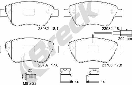 Breck 23979 00 701 10 - Гальмівні колодки, дискові гальма autocars.com.ua