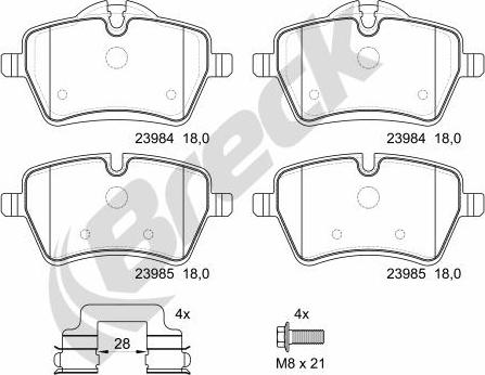 Breck 23984 00 701 00 - Гальмівні колодки, дискові гальма autocars.com.ua