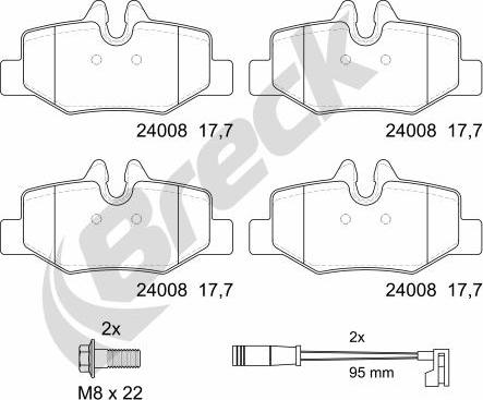 Breck 24008 00 703 00 - Тормозные колодки, дисковые, комплект avtokuzovplus.com.ua