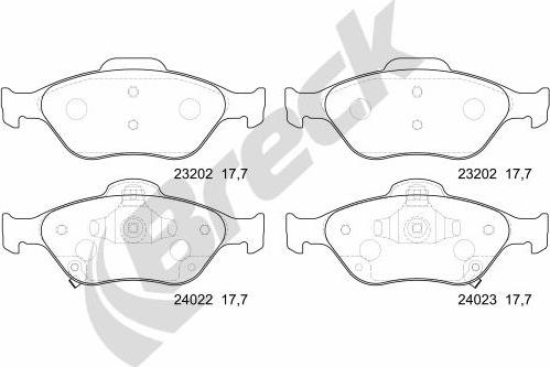 Breck 24022 00 702 10 - Гальмівні колодки, дискові гальма autocars.com.ua