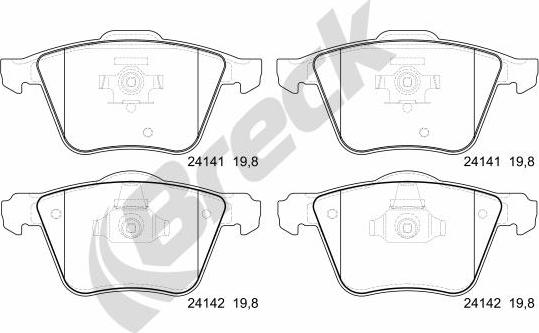 Breck 24141 00 551 00 - Тормозные колодки, дисковые, комплект avtokuzovplus.com.ua