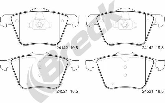 Breck 24142 00 551 00 - Тормозные колодки, дисковые, комплект avtokuzovplus.com.ua