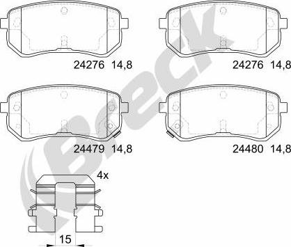 Breck 24276 00 704 10 - Гальмівні колодки, дискові гальма autocars.com.ua