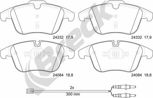 Breck 24332 00 701 10 - Гальмівні колодки, дискові гальма autocars.com.ua