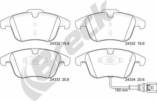 Breck 24333 00 701 10 - Тормозные колодки, дисковые, комплект avtokuzovplus.com.ua