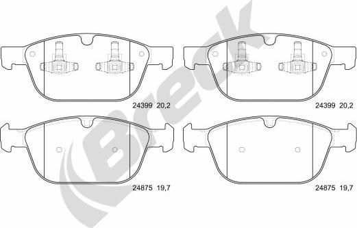 Breck 24399 00 553 00 - Тормозные колодки, дисковые, комплект avtokuzovplus.com.ua