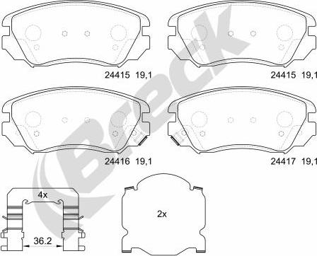 Breck 24415 00 701 10 - Тормозные колодки, дисковые, комплект avtokuzovplus.com.ua