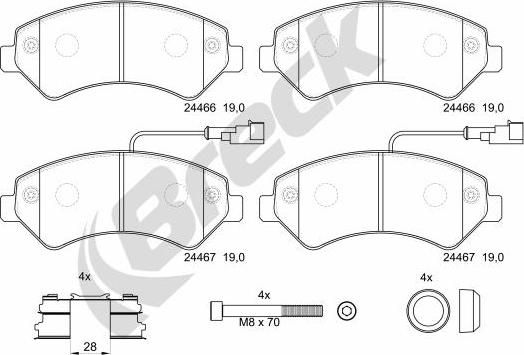 Breck 24467 00 703 10 - Гальмівні колодки, дискові гальма autocars.com.ua