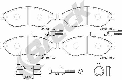 Breck 24469 00 703 20 - Тормозные колодки, дисковые, комплект avtokuzovplus.com.ua