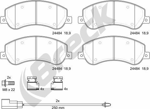 Breck 24484 00 703 10 - Тормозные колодки, дисковые, комплект autodnr.net