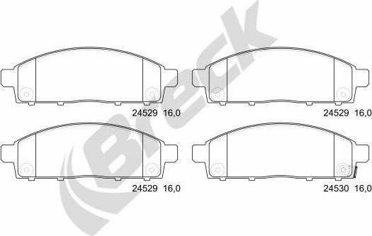 Breck 24529 00 701 10 - Гальмівні колодки, дискові гальма autocars.com.ua