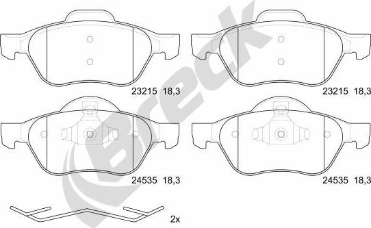 Breck 24535 00 701 00 - Тормозные колодки, дисковые, комплект avtokuzovplus.com.ua