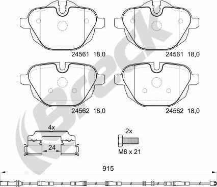 Breck 24561 00 552 00 - Тормозные колодки, дисковые, комплект avtokuzovplus.com.ua