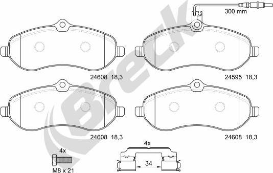 Breck 24595 00 701 00 - Тормозные колодки, дисковые, комплект avtokuzovplus.com.ua