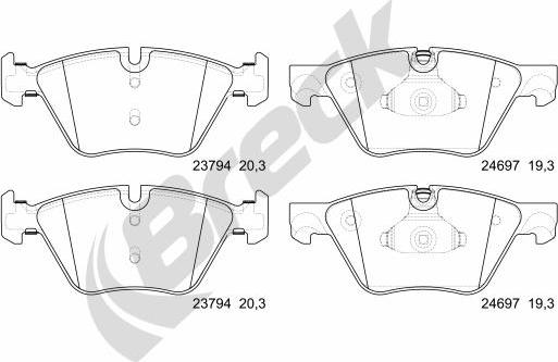 Breck 24697 00 551 00 - Тормозные колодки, дисковые, комплект autodnr.net