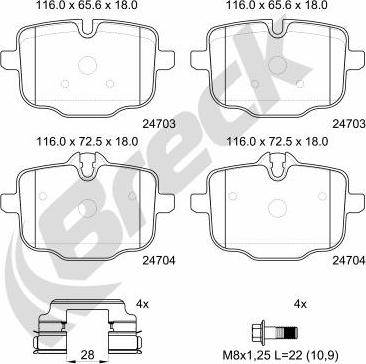 Breck 24703 00 554 00 - Тормозные колодки, дисковые, комплект avtokuzovplus.com.ua