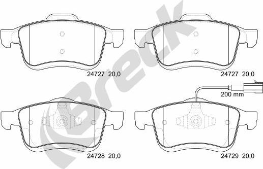 Breck 24727 00 701 10 - Тормозные колодки, дисковые, комплект autodnr.net