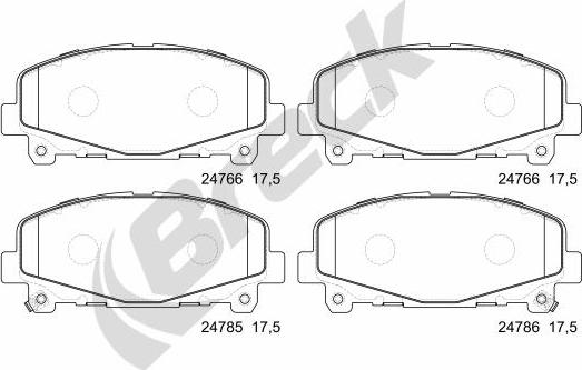 Breck 24766 00 701 00 - Тормозные колодки, дисковые, комплект avtokuzovplus.com.ua