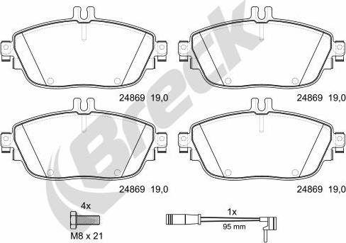 Breck 24869 00 701 00 - Гальмівні колодки, дискові гальма autocars.com.ua