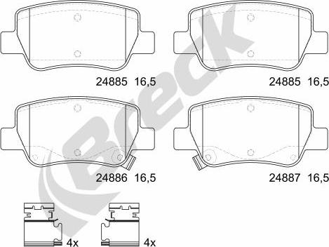 Breck 24885 00 704 10 - Тормозные колодки, дисковые, комплект avtokuzovplus.com.ua