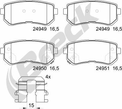 Breck 24949 00 704 00 - Гальмівні колодки, дискові гальма autocars.com.ua