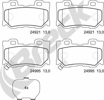 Breck 24995 00 554 00 - Гальмівні колодки, дискові гальма autocars.com.ua