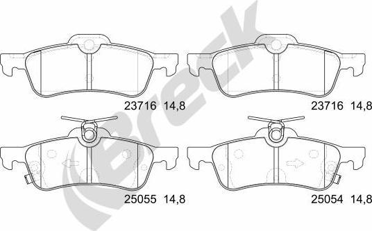 Breck 25054 00 704 00 - Гальмівні колодки, дискові гальма autocars.com.ua