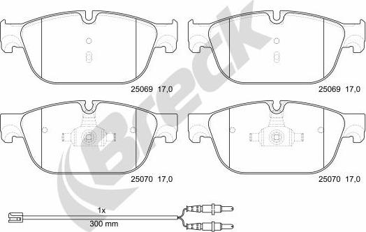 Breck 25069 00 701 00 - Тормозные колодки, дисковые, комплект avtokuzovplus.com.ua