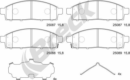 Breck 25087 00 701 00 - Гальмівні колодки, дискові гальма autocars.com.ua