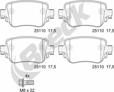 Breck 25110 00 704 10 - Гальмівні колодки, дискові гальма autocars.com.ua