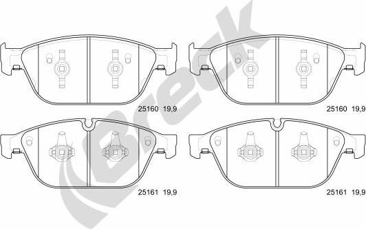 Breck 25160 00 551 00 - Тормозные колодки, дисковые, комплект avtokuzovplus.com.ua