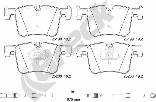 Breck 25199 00 551 00 - Тормозные колодки, дисковые, комплект avtokuzovplus.com.ua