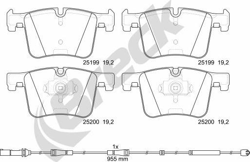 Breck 25199 00 551 10 - Гальмівні колодки, дискові гальма autocars.com.ua