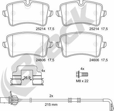 Breck 25214 00 554 10 - Тормозные колодки, дисковые, комплект avtokuzovplus.com.ua