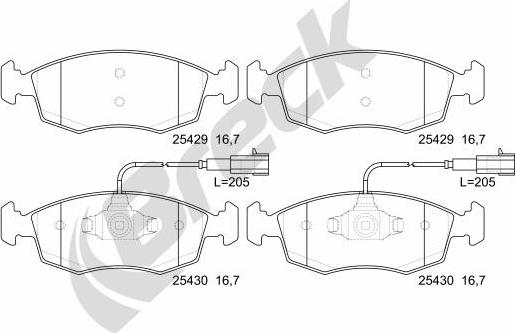 Breck 25429 00 702 00 - Тормозные колодки, дисковые, комплект autodnr.net