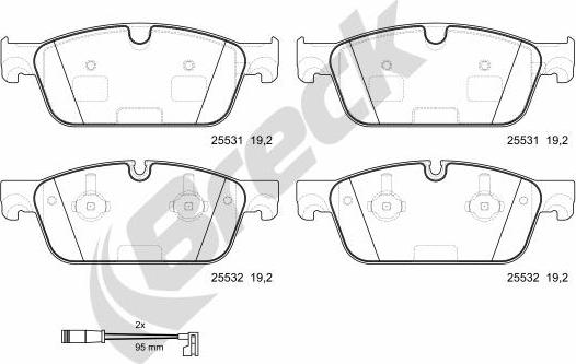 Breck 25531 00 552 00 - Гальмівні колодки, дискові гальма autocars.com.ua