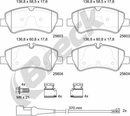 Breck 25603 00 703 10 - Тормозные колодки, дисковые, комплект avtokuzovplus.com.ua