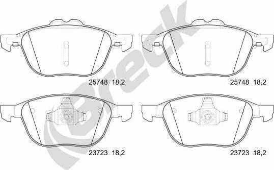 Breck 25748 00 701 00 - Тормозные колодки, дисковые, комплект avtokuzovplus.com.ua