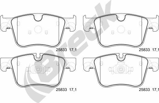 Breck 25833 00 701 00 - Гальмівні колодки, дискові гальма autocars.com.ua